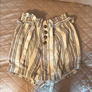 American Eagle Outfitters Cream and Brown High Waist Shorts